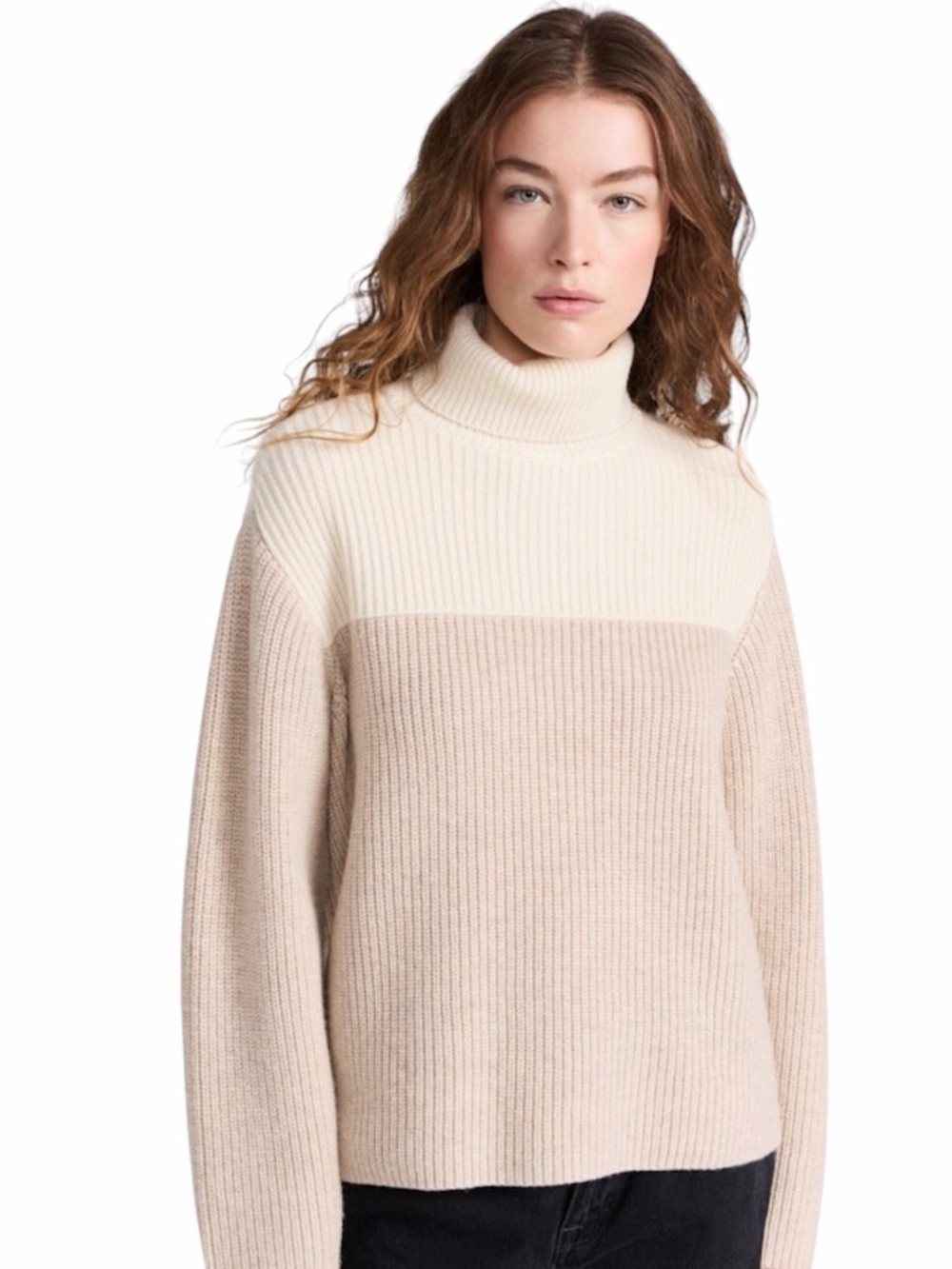 ATM Anthony Thomas Melillo Wool-Blend Colorblock Turtleneck Sweater Size Small